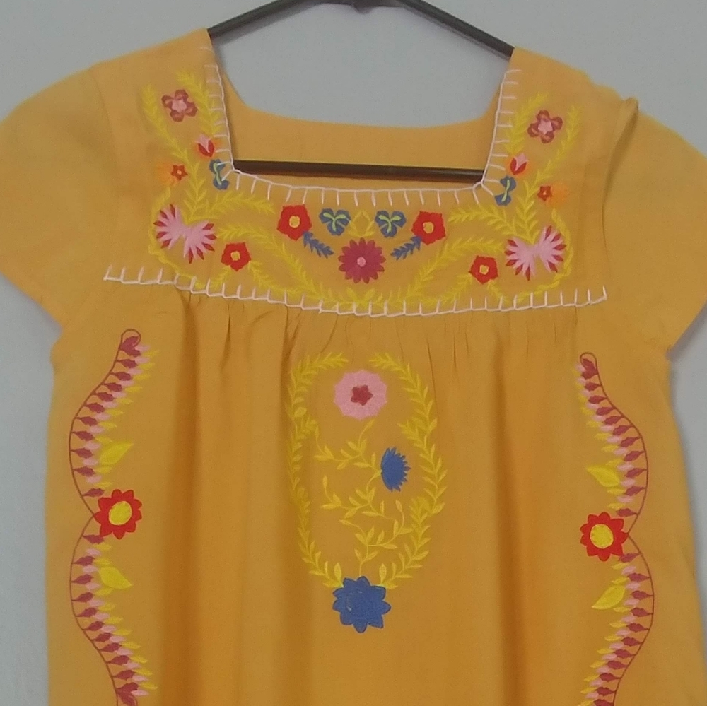 Yellow embroidered formal girls dress